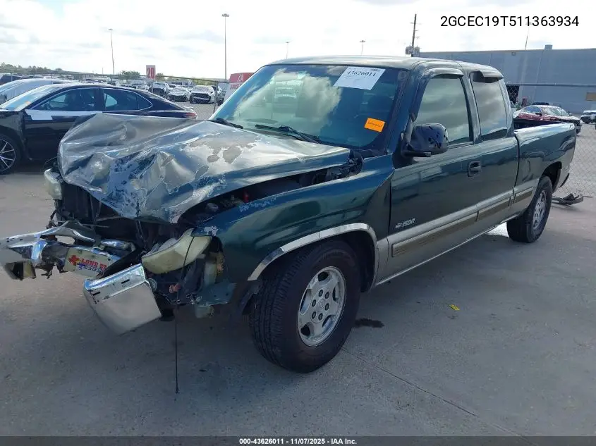 2GCEC19T511363934 2001 Chevrolet Silverado 1500 Ls