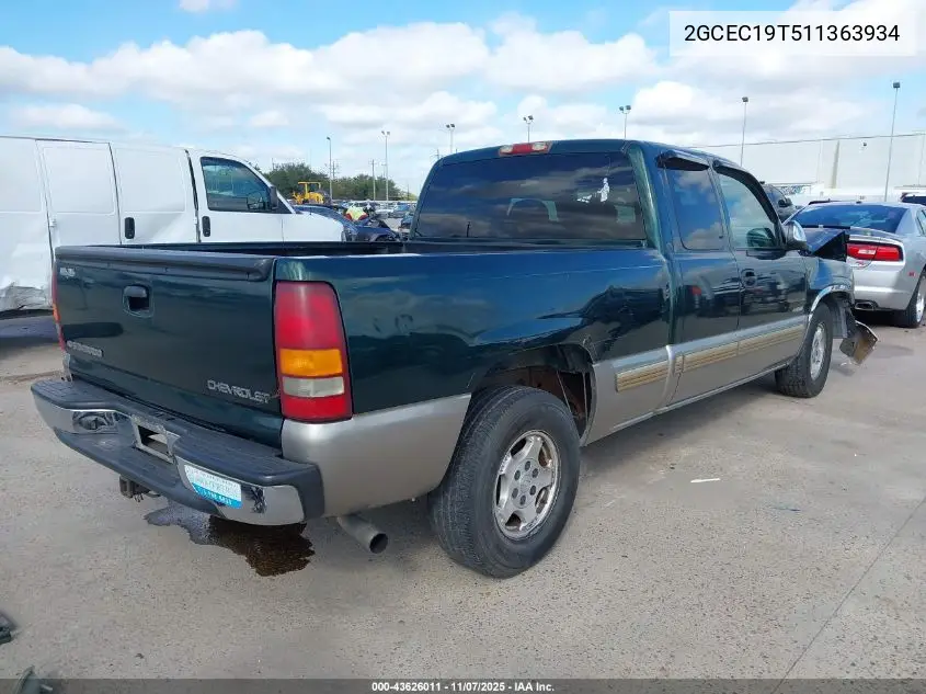 2GCEC19T511363934 2001 Chevrolet Silverado 1500 Ls