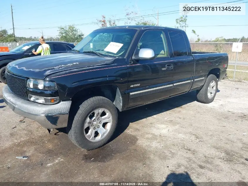 2GCEK19T811345222 2001 Chevrolet Silverado 1500 Lt
