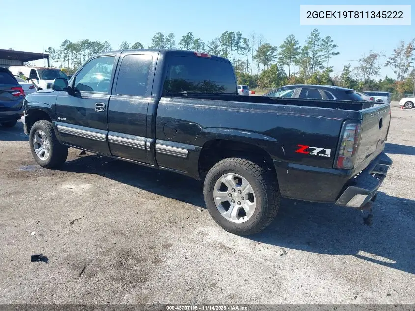 2GCEK19T811345222 2001 Chevrolet Silverado 1500 Lt