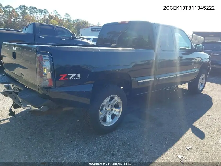 2GCEK19T811345222 2001 Chevrolet Silverado 1500 Lt