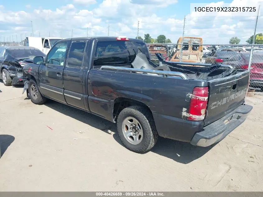 2003 Chevrolet Silverado 1500 VIN: 1GCEC19X23Z315725 Lot: 40426659