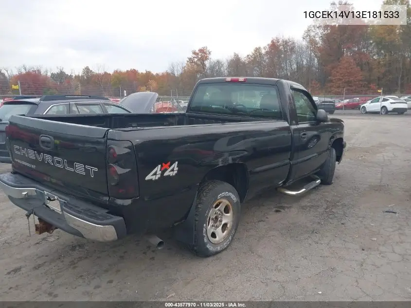 1GCEK14V13E181533 2003 Chevrolet Silverado 1500 Work Truck