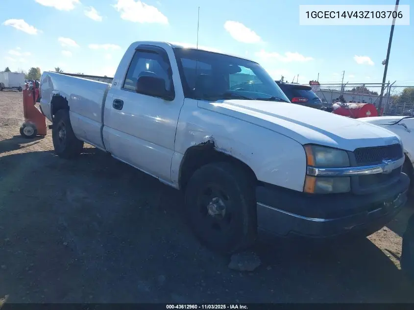 1GCEC14V43Z103706 2003 Chevrolet Silverado 1500 Work Truck