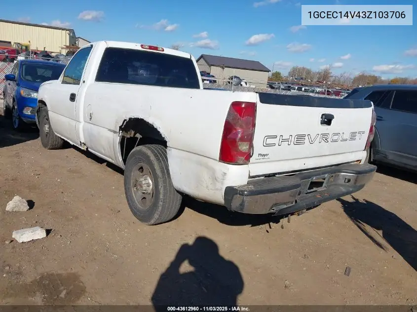 1GCEC14V43Z103706 2003 Chevrolet Silverado 1500 Work Truck