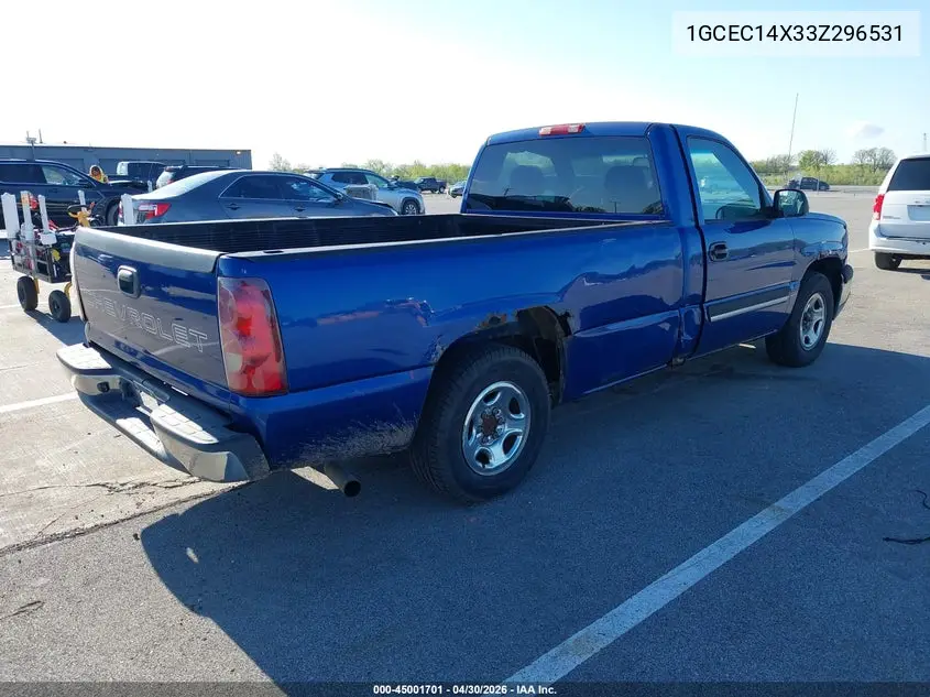 2003 Chevrolet Silverado 1500 VIN: 1GCEC14X33Z296531 Lot: 45001701
