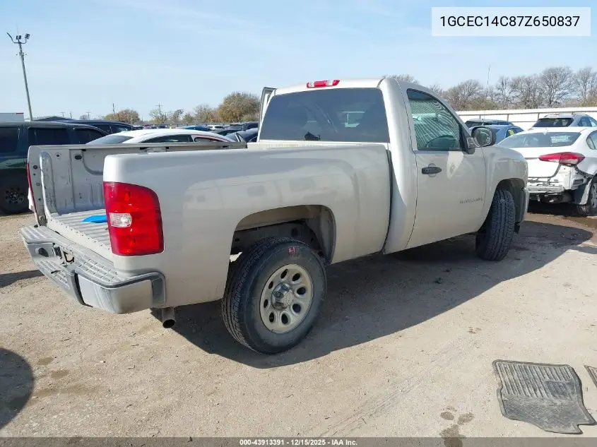 1GCEC14C87Z650837 2007 Chevrolet Silverado 1500 Work Truck