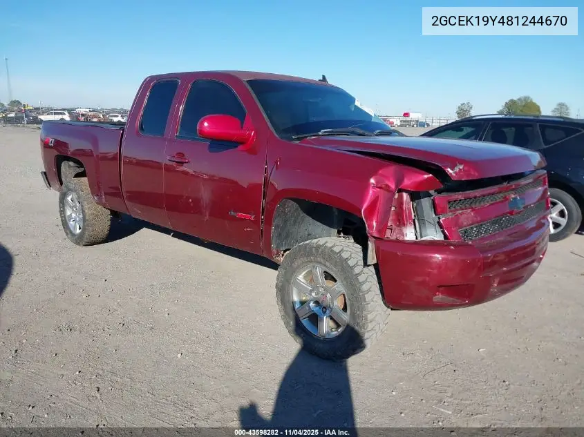 2GCEK19Y481244670 2008 Chevrolet Silverado 1500 Lt1