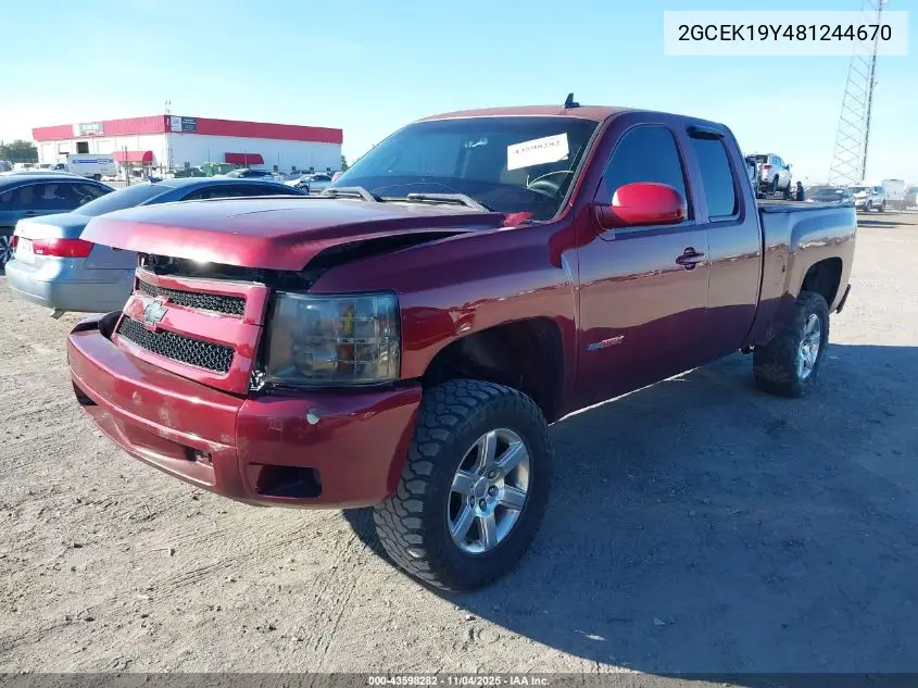 2GCEK19Y481244670 2008 Chevrolet Silverado 1500 Lt1