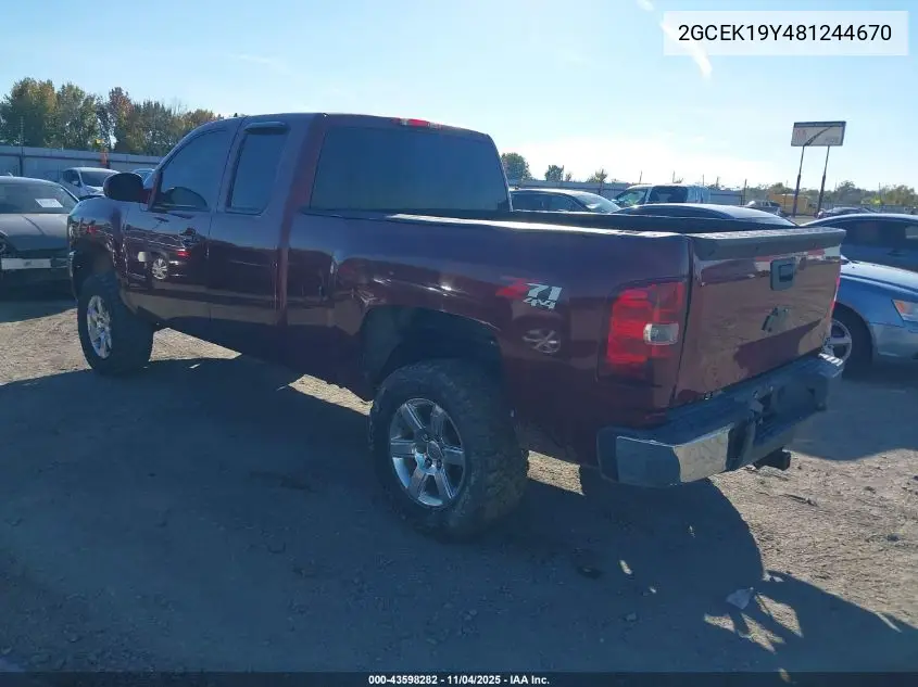 2GCEK19Y481244670 2008 Chevrolet Silverado 1500 Lt1