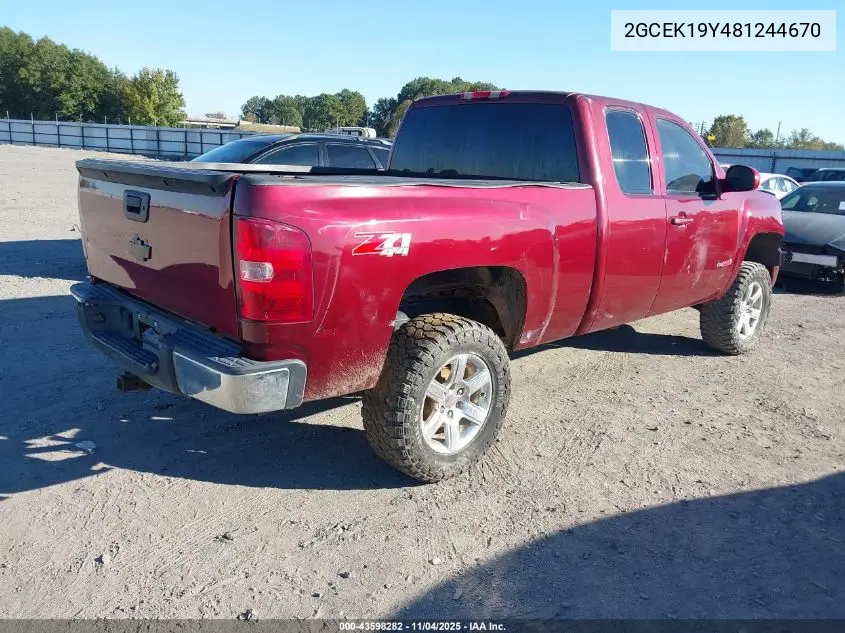 2GCEK19Y481244670 2008 Chevrolet Silverado 1500 Lt1