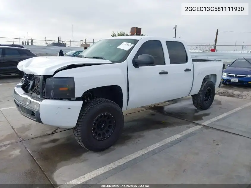 2GCEC13C581111930 2008 Chevrolet Silverado 1500 Lt1