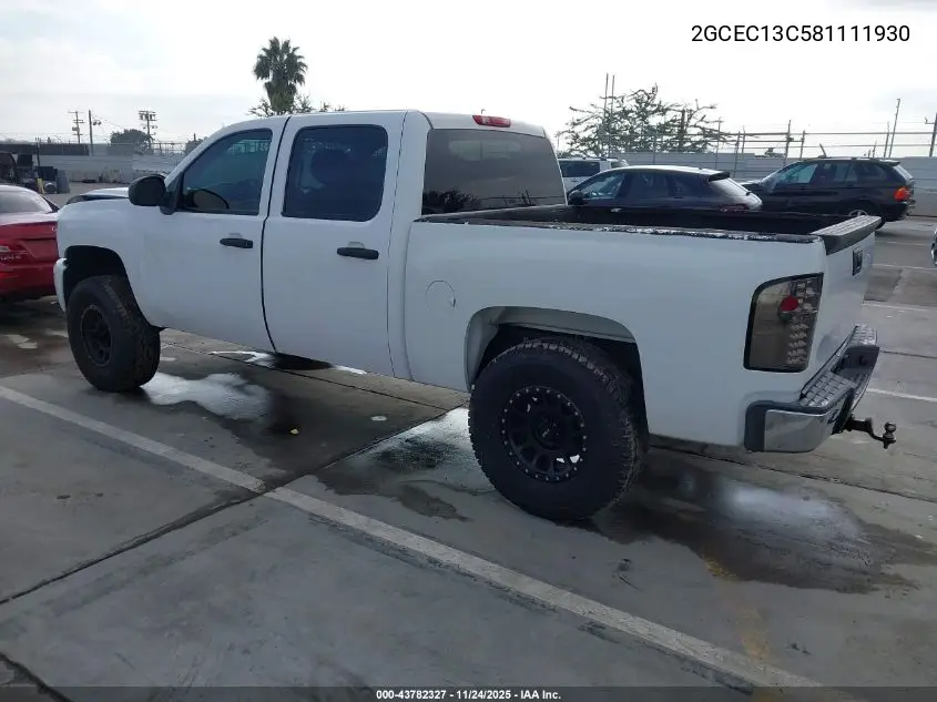 2GCEC13C581111930 2008 Chevrolet Silverado 1500 Lt1