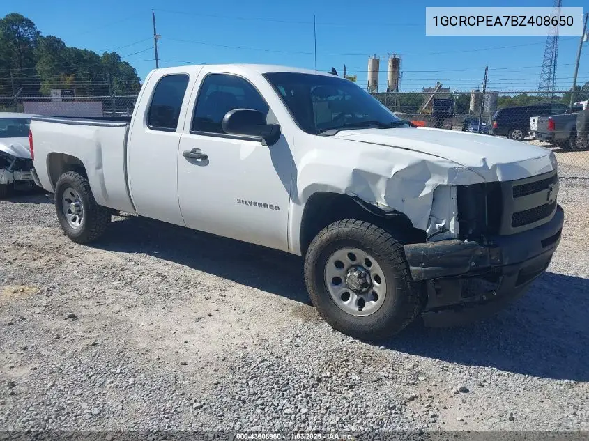 1GCRCPEA7BZ408650 2011 Chevrolet Silverado 1500 Work Truck