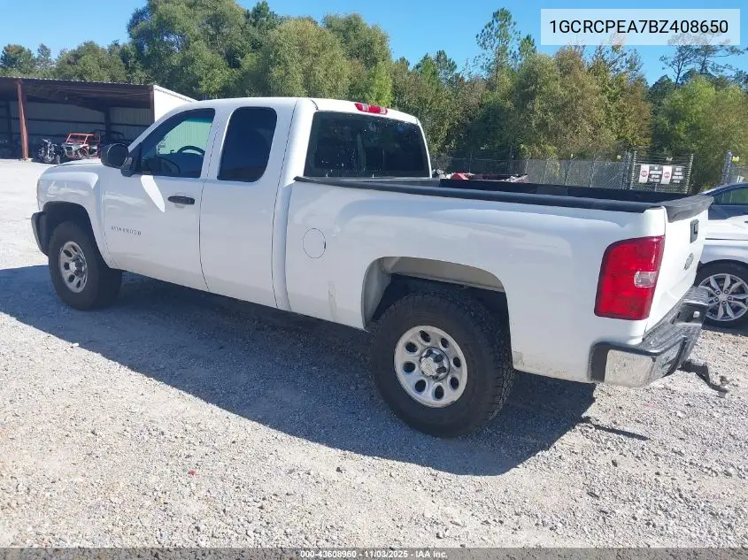 1GCRCPEA7BZ408650 2011 Chevrolet Silverado 1500 Work Truck