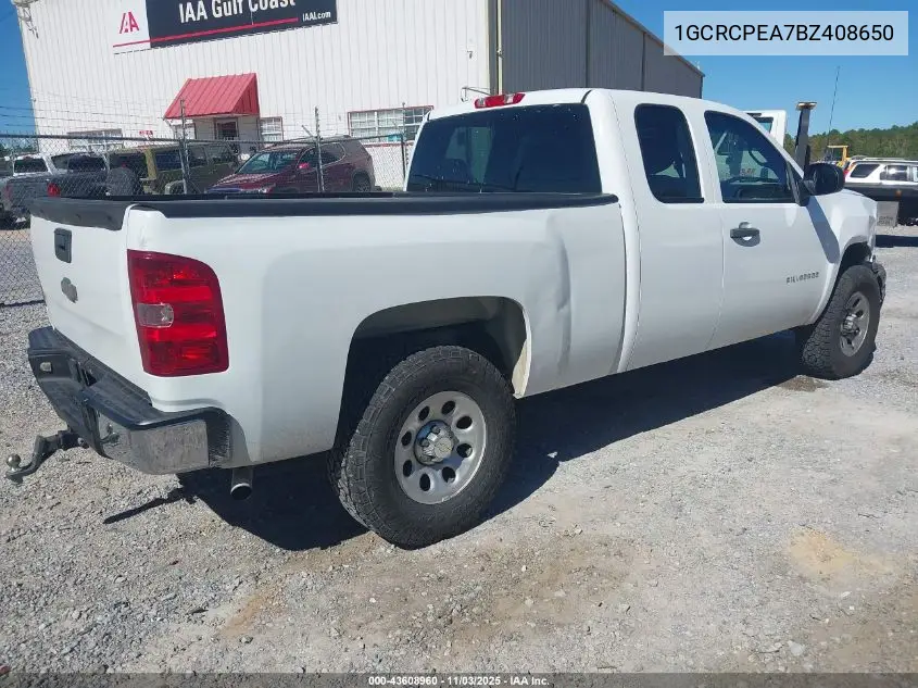 1GCRCPEA7BZ408650 2011 Chevrolet Silverado 1500 Work Truck