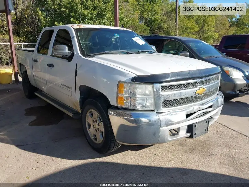 3GCPCSE03CG241402 2012 Chevrolet Silverado 1500 Lt