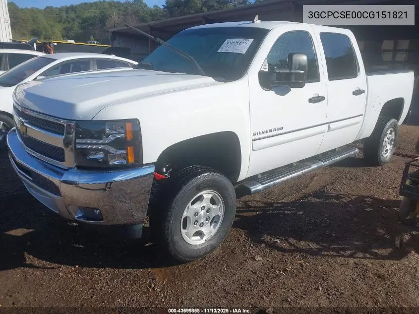 3GCPCSE00CG151821 2012 Chevrolet Silverado 1500 Lt
