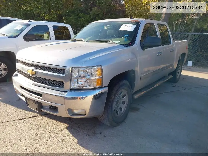 3GCPCSE03CG215334 2012 Chevrolet Silverado 1500 Lt