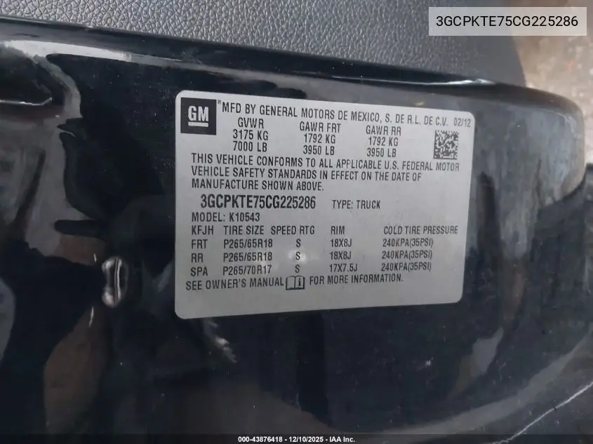 3GCPKTE75CG225286 2012 Chevrolet Silverado 1500 Ltz