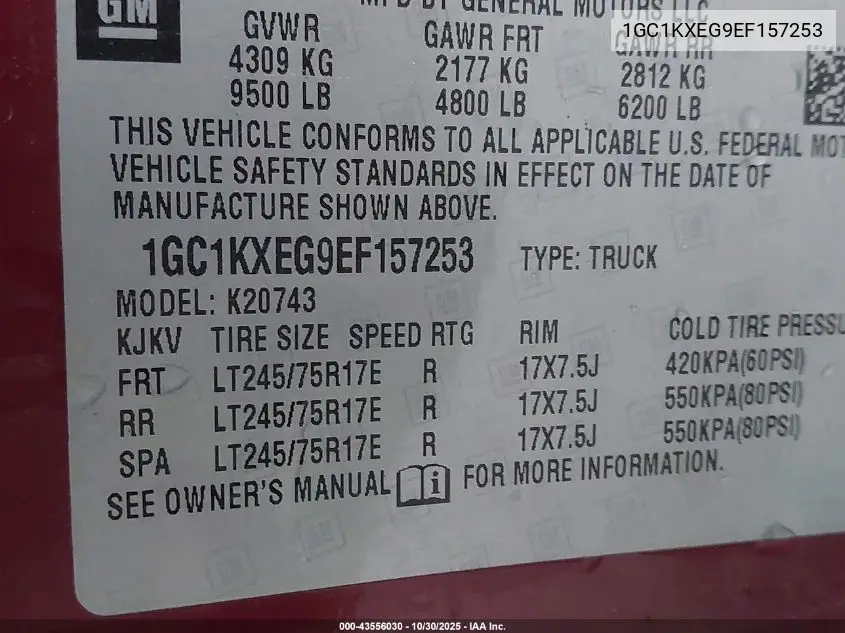 1GC1KXEG9EF157253 2014 Chevrolet Silverado 2500Hd Lt