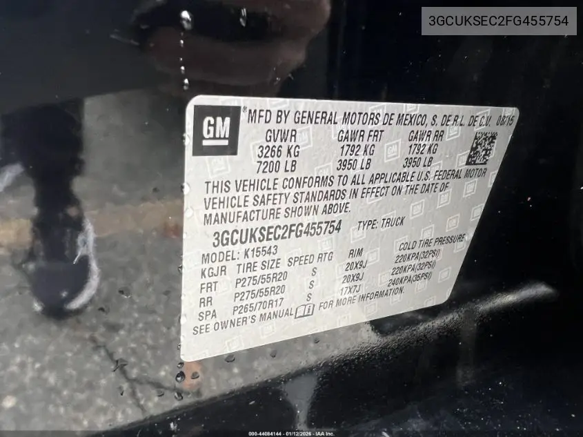 3GCUKSEC2FG455754 2015 Chevrolet Silverado K1500 Ltz