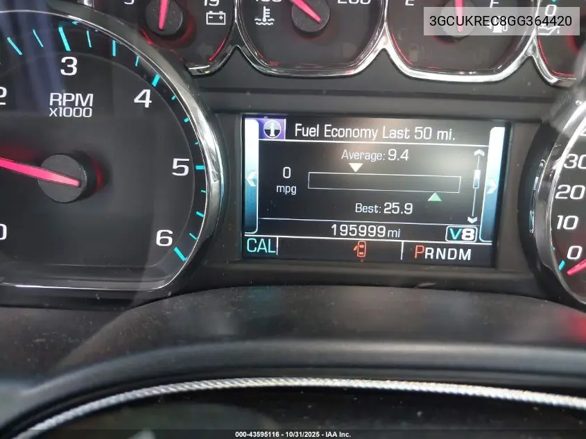3GCUKREC8GG364420 2016 Chevrolet Silverado 1500 1Lt