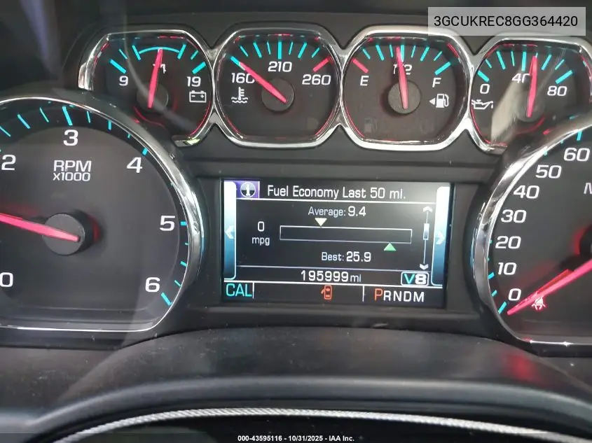 3GCUKREC8GG364420 2016 Chevrolet Silverado 1500 1Lt