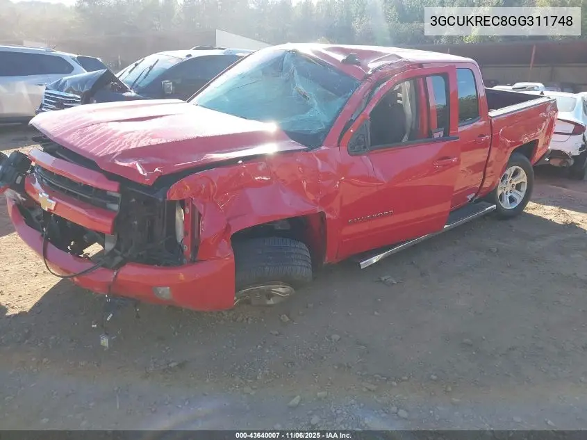 3GCUKREC8GG311748 2016 Chevrolet Silverado 1500 2Lt