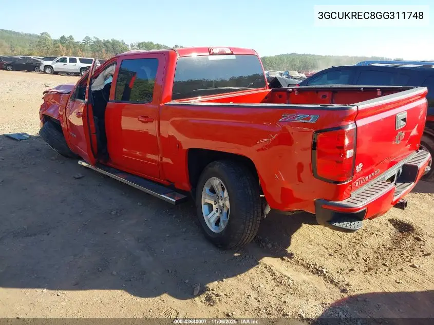 3GCUKREC8GG311748 2016 Chevrolet Silverado 1500 2Lt