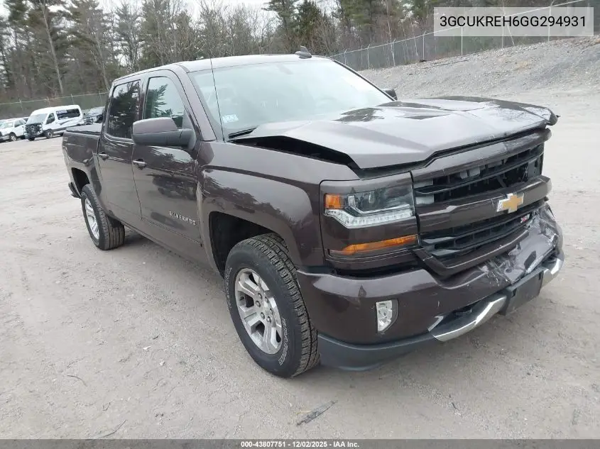 3GCUKREH6GG294931 2016 Chevrolet Silverado 1500 2Lt