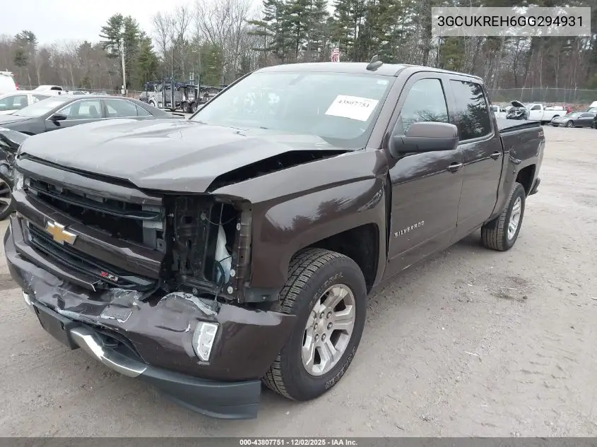 3GCUKREH6GG294931 2016 Chevrolet Silverado 1500 2Lt