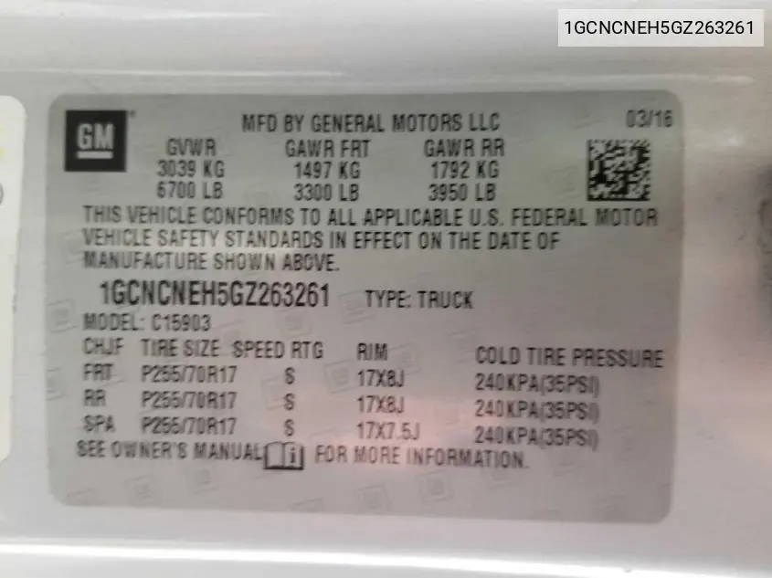 1GCNCNEH5GZ263261 2016 Chevrolet Silverado 1500 2016 Chevrolet Silverado 1500 4X2 Pickup