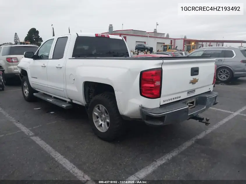 1GCRCREC4HZ193492 2017 Chevrolet Silverado 1500 1Lt