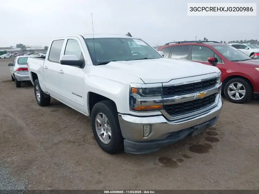 3GCPCREHXJG200986 2018 Chevrolet Silverado 1500 1Lt