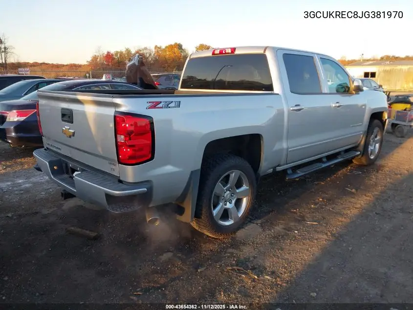 3GCUKREC8JG381970 2018 Chevrolet Silverado 1500 2Lt