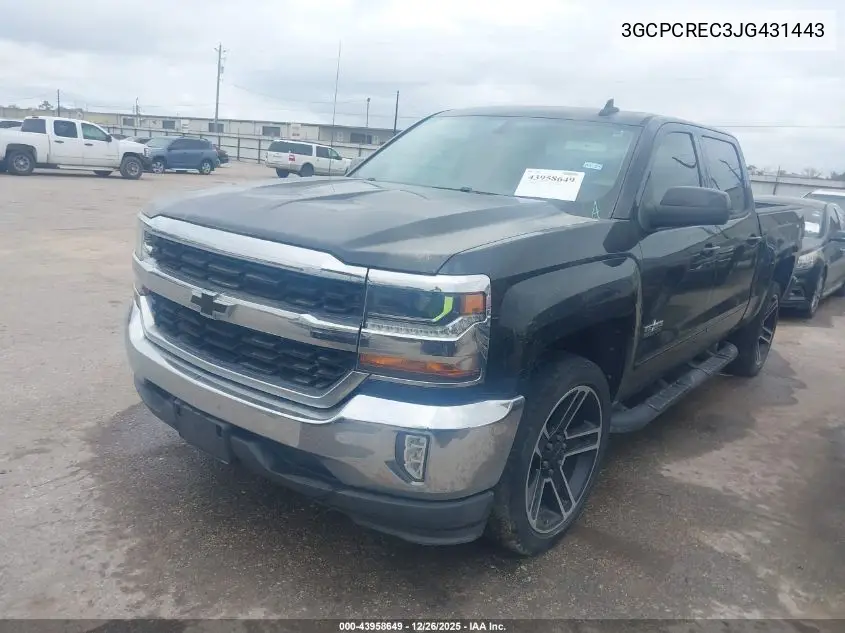 3GCPCREC3JG431443 2018 Chevrolet Silverado 1500 1Lt