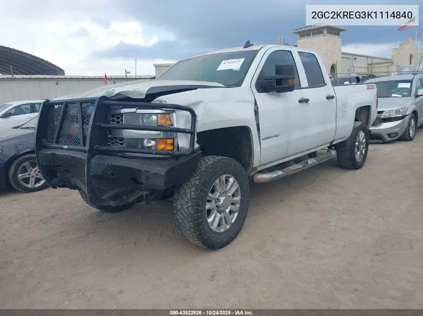 2GC2KREG3K1114840 2019 Chevrolet Silverado 2500Hd Wt