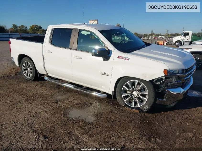 3GCUYDED0KG190653 2019 Chevrolet Silverado 1500 Lt