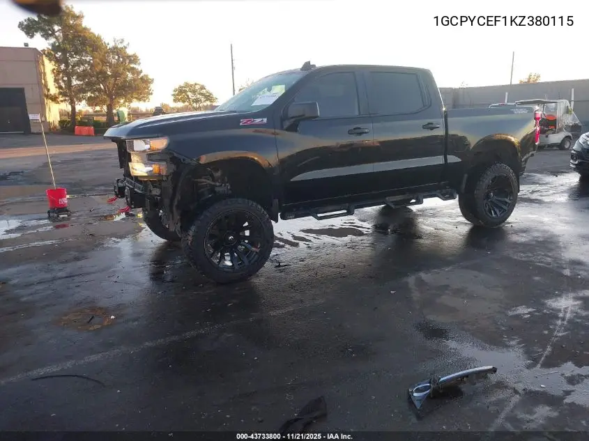1GCPYCEF1KZ380115 2019 Chevrolet Silverado 1500 Custom Trail Boss