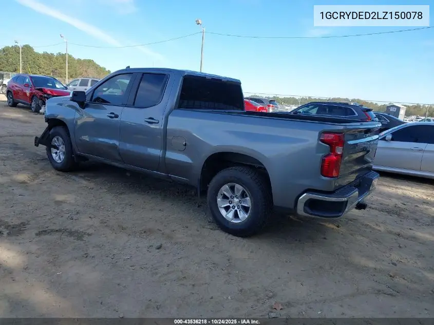 1GCRYDED2LZ150078 2020 Chevrolet Silverado 1500 4Wd Standard Bed Lt