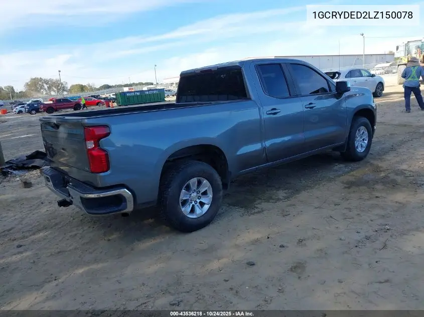 1GCRYDED2LZ150078 2020 Chevrolet Silverado 1500 4Wd Standard Bed Lt