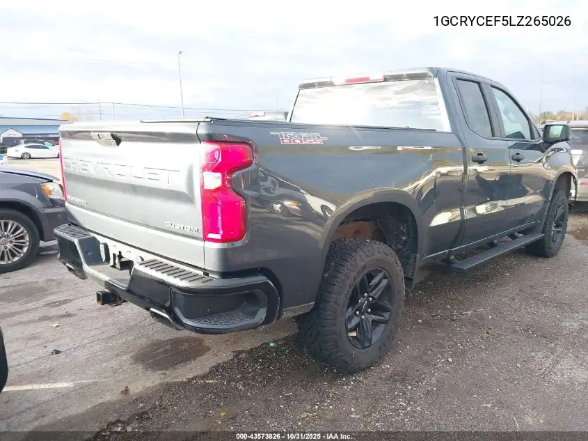 1GCRYCEF5LZ265026 2020 Chevrolet Silverado 1500 4Wd Double Cab Standard Bed Custom Trail Boss