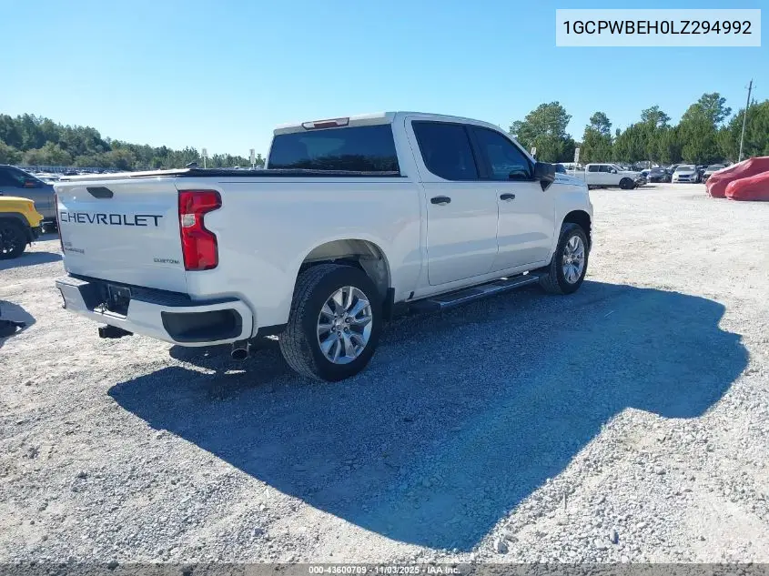 1GCPWBEH0LZ294992 2020 Chevrolet Silverado 1500 2Wd Short Bed Custom