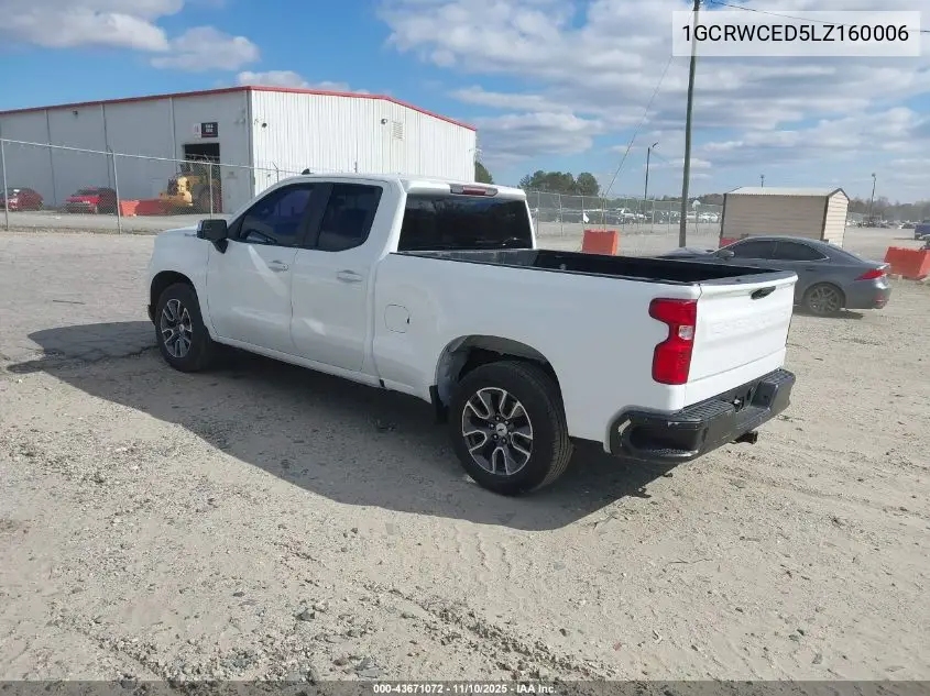 1GCRWCED5LZ160006 2020 Chevrolet Silverado 1500 2Wd Standard Bed Lt