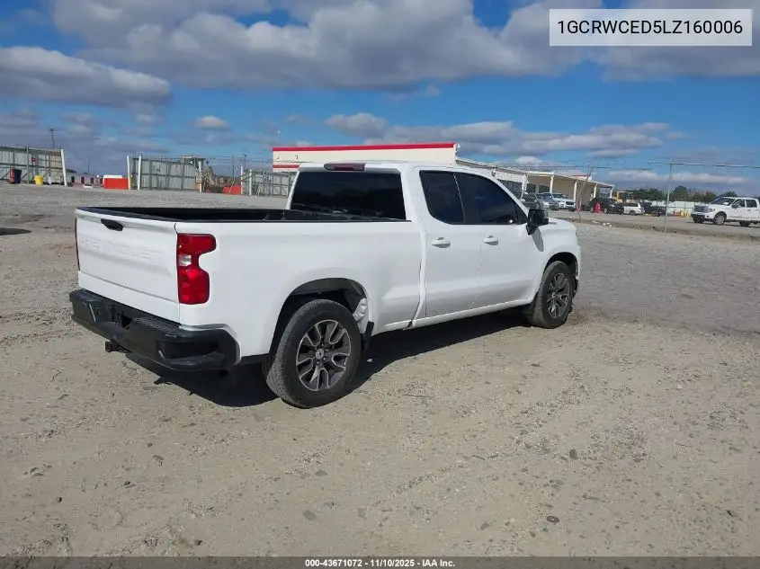 1GCRWCED5LZ160006 2020 Chevrolet Silverado 1500 2Wd Standard Bed Lt