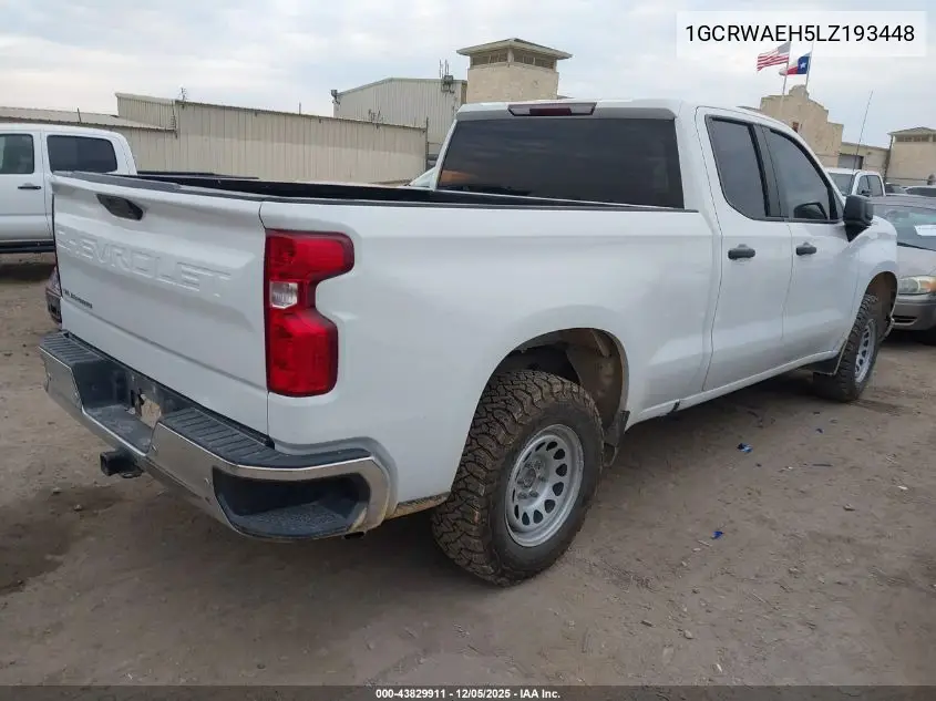 1GCRWAEH5LZ193448 2020 Chevrolet Silverado 1500 2Wd Standard Bed Wt