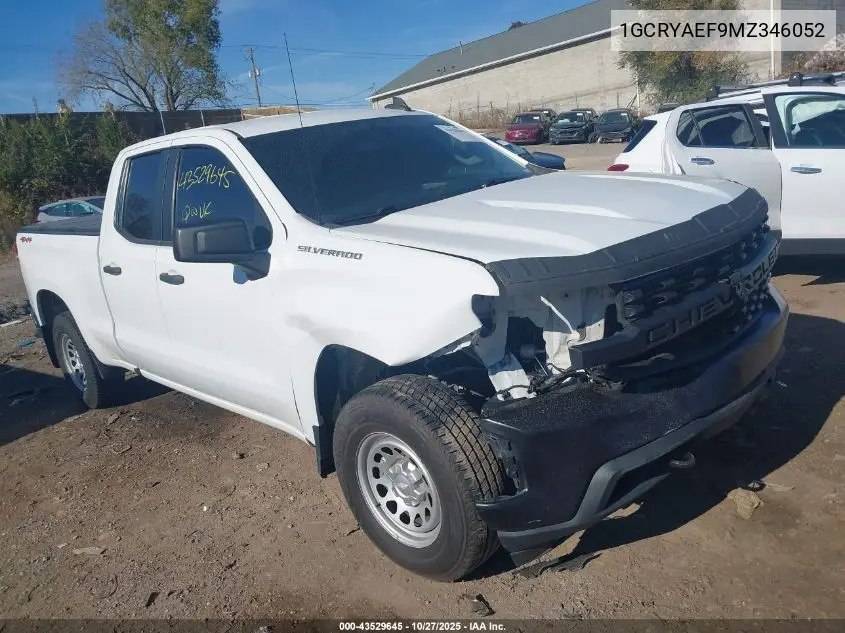 1GCRYAEF9MZ346052 2021 Chevrolet Silverado 1500 4Wd Standard Bed Wt