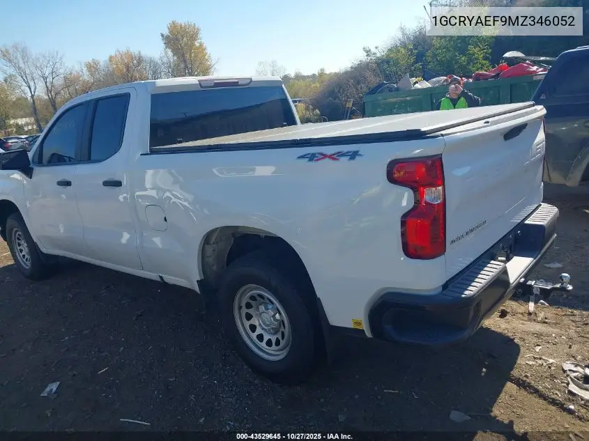 1GCRYAEF9MZ346052 2021 Chevrolet Silverado 1500 4Wd Standard Bed Wt