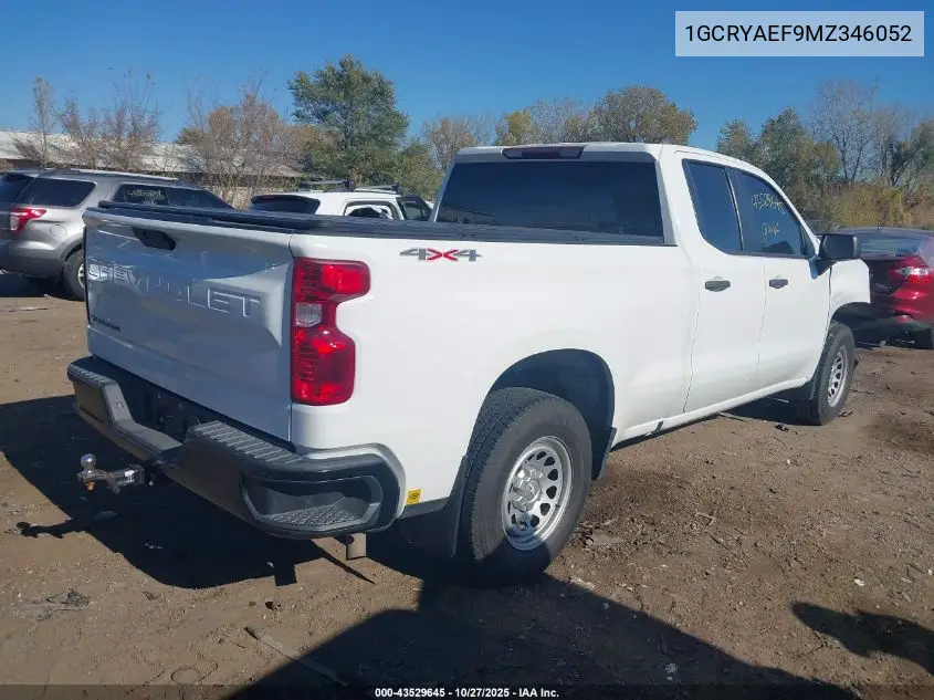 1GCRYAEF9MZ346052 2021 Chevrolet Silverado 1500 4Wd Standard Bed Wt